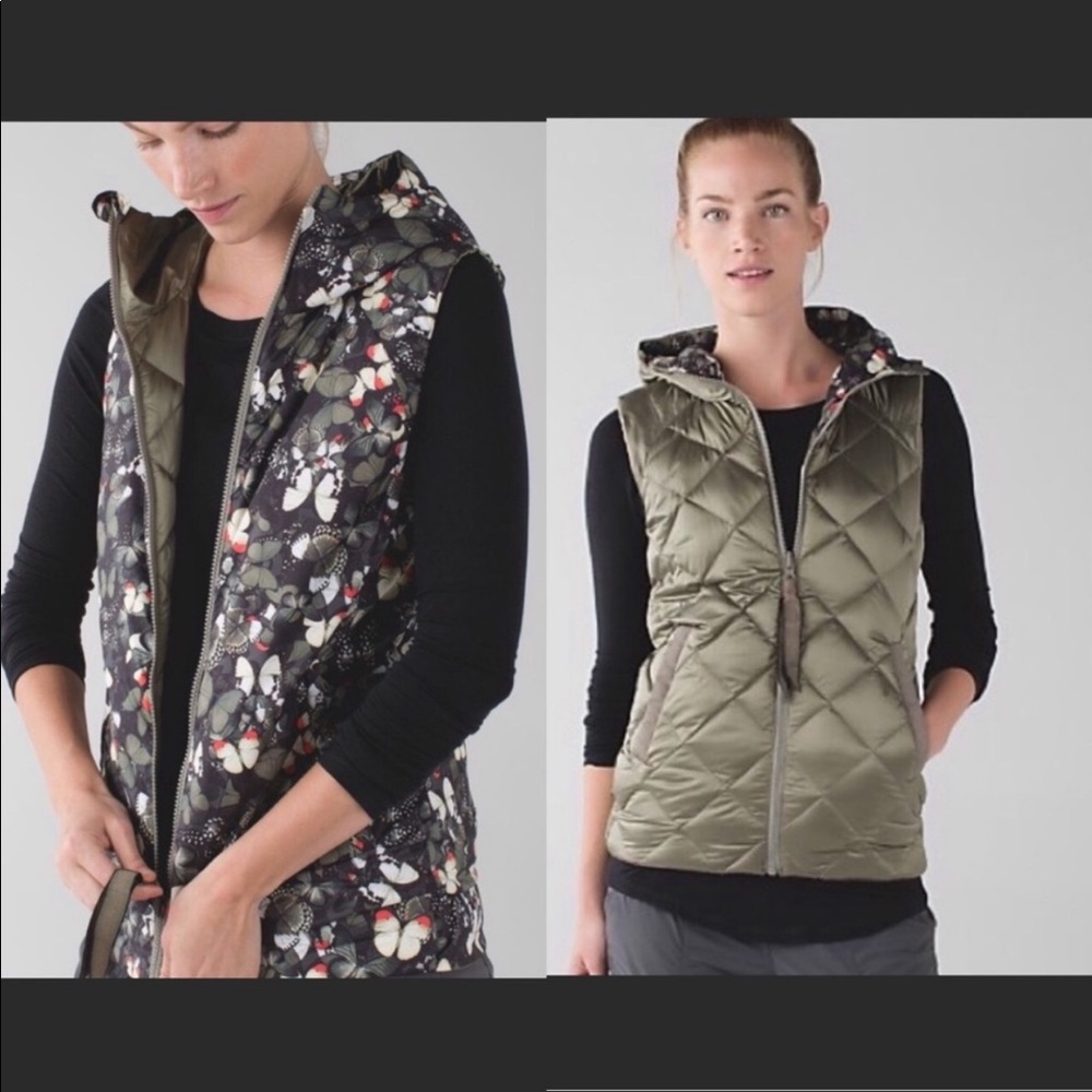 Lululemon Reversible Vest. Gold and Butterfly.